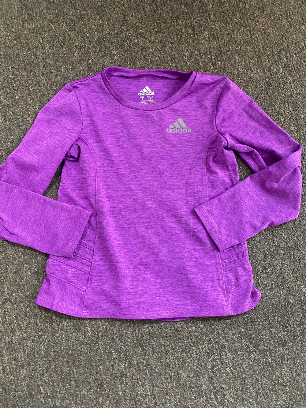 adidas Girls' Pink & Purple Active Tops with Heather Gray Zip Jacket - Picture 5 of 16